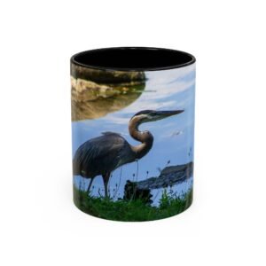 great blue heron accent coffee mug — wildlife photo ceramic coffee mug